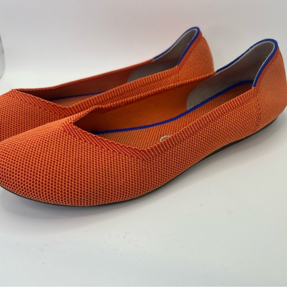 Rothy's Orange Knit Ballet Flats with Blue Trim